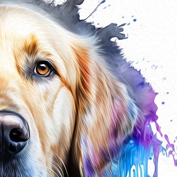 8x8 Golden Retriever Dog Portrait Best Friend Watercolor Oil Painting Print - Picture 3 of 5